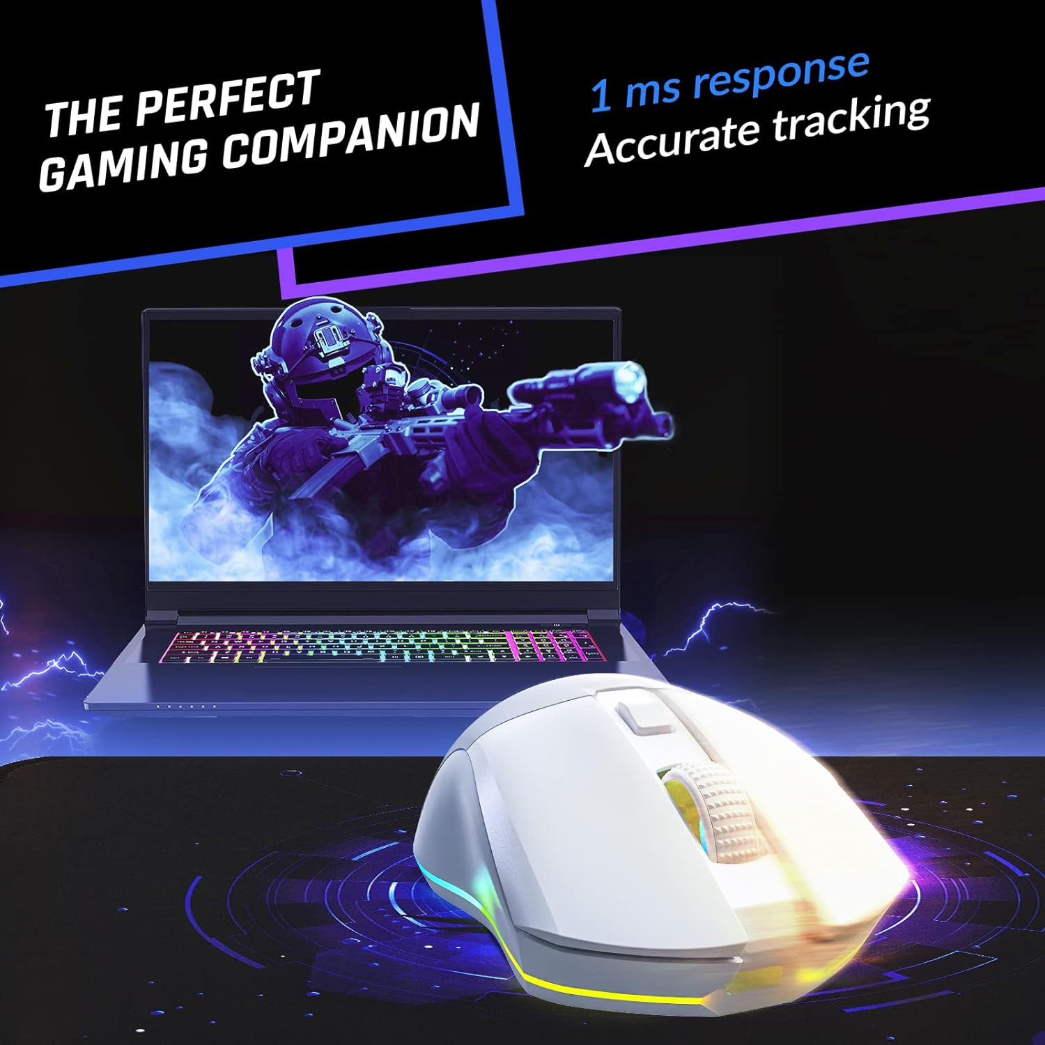 KLIM Blaze Pro RGB Rechargeable Wireless Gaming Mouse with Charging Dock + High-Precision Sensor and Long-lasting Battery + Up to 6000 DPI + Wired and Wireless Mouse UK for PC - 5
